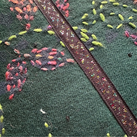 Italian Embroidered Wool Cushion by Fili NY - Picture 4 of 6